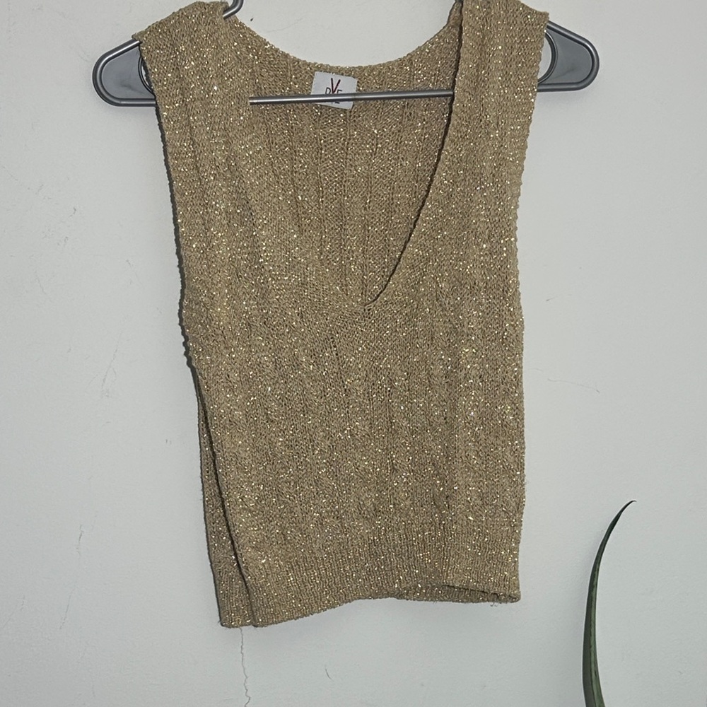 Chic Gold Knit Tank Top